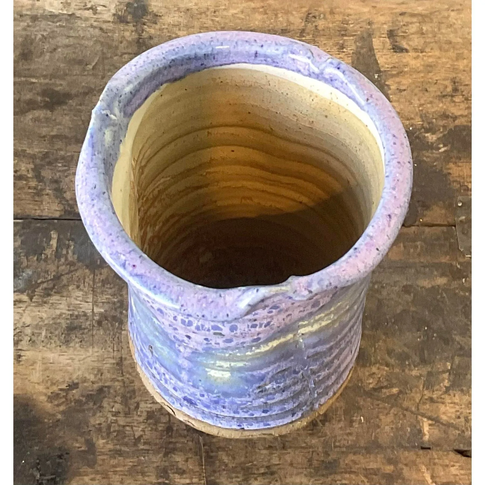 Vintage Original Studio Pottery Drip Glaze Vase - Stoneware, 4W x 5.5H — additional photo 7