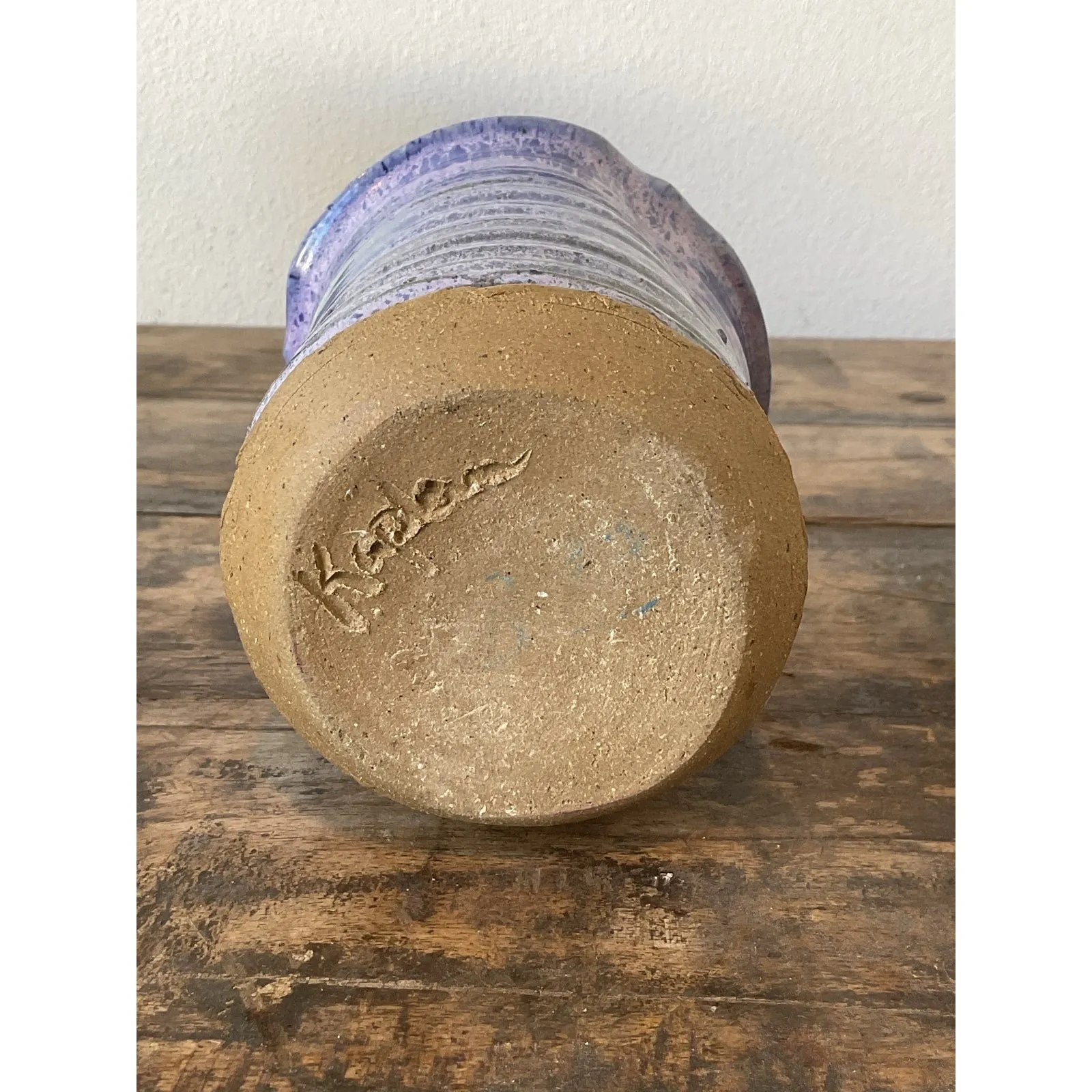 Vintage Original Studio Pottery Drip Glaze Vase - Stoneware, 4W x 5.5H — additional photo 8
