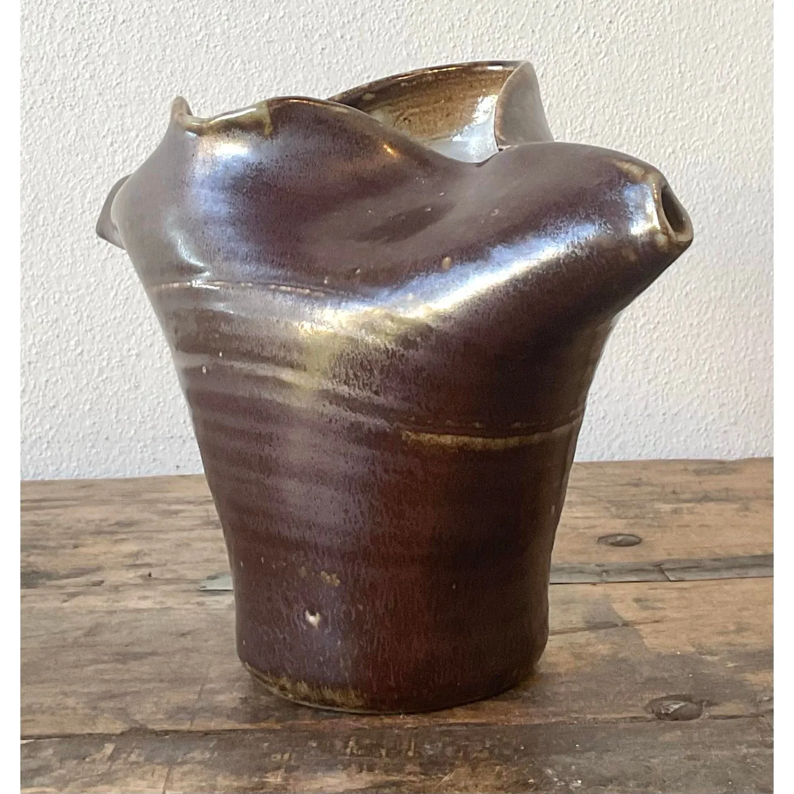 Vintage Original Studio Pottery Fold Vase — additional photo 2