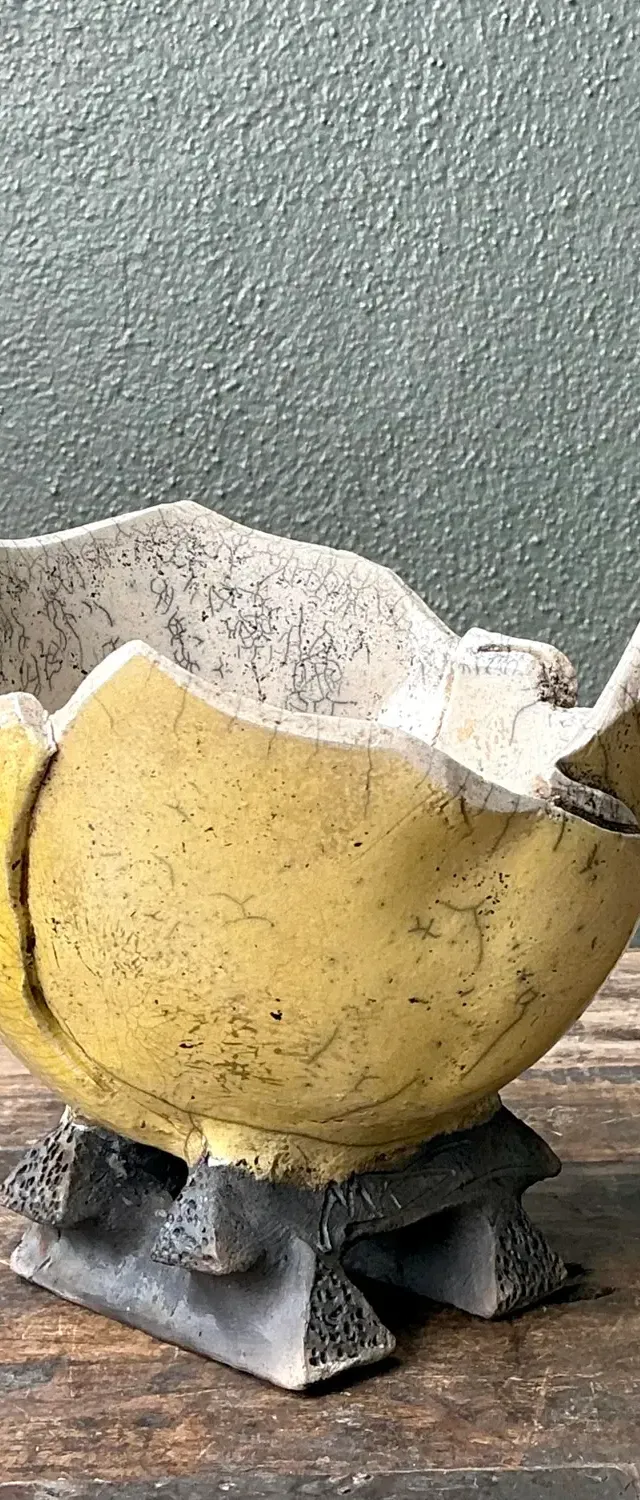 Vintage Original Studio Pottery Folded Bowl