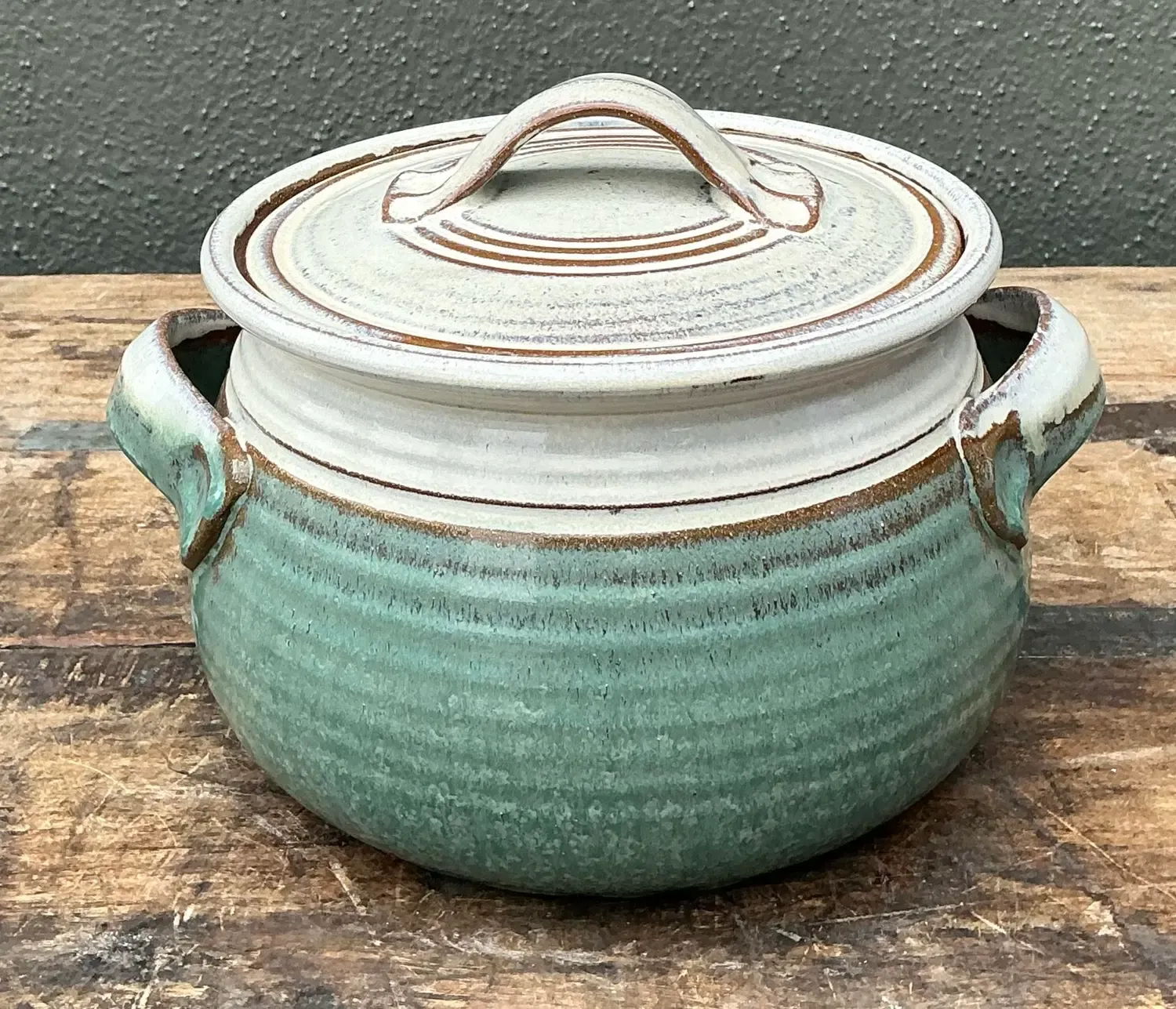 Vintage Original Studio Pottery Lidded Bowl - Pottery, 9.25W x 6H — additional photo 1