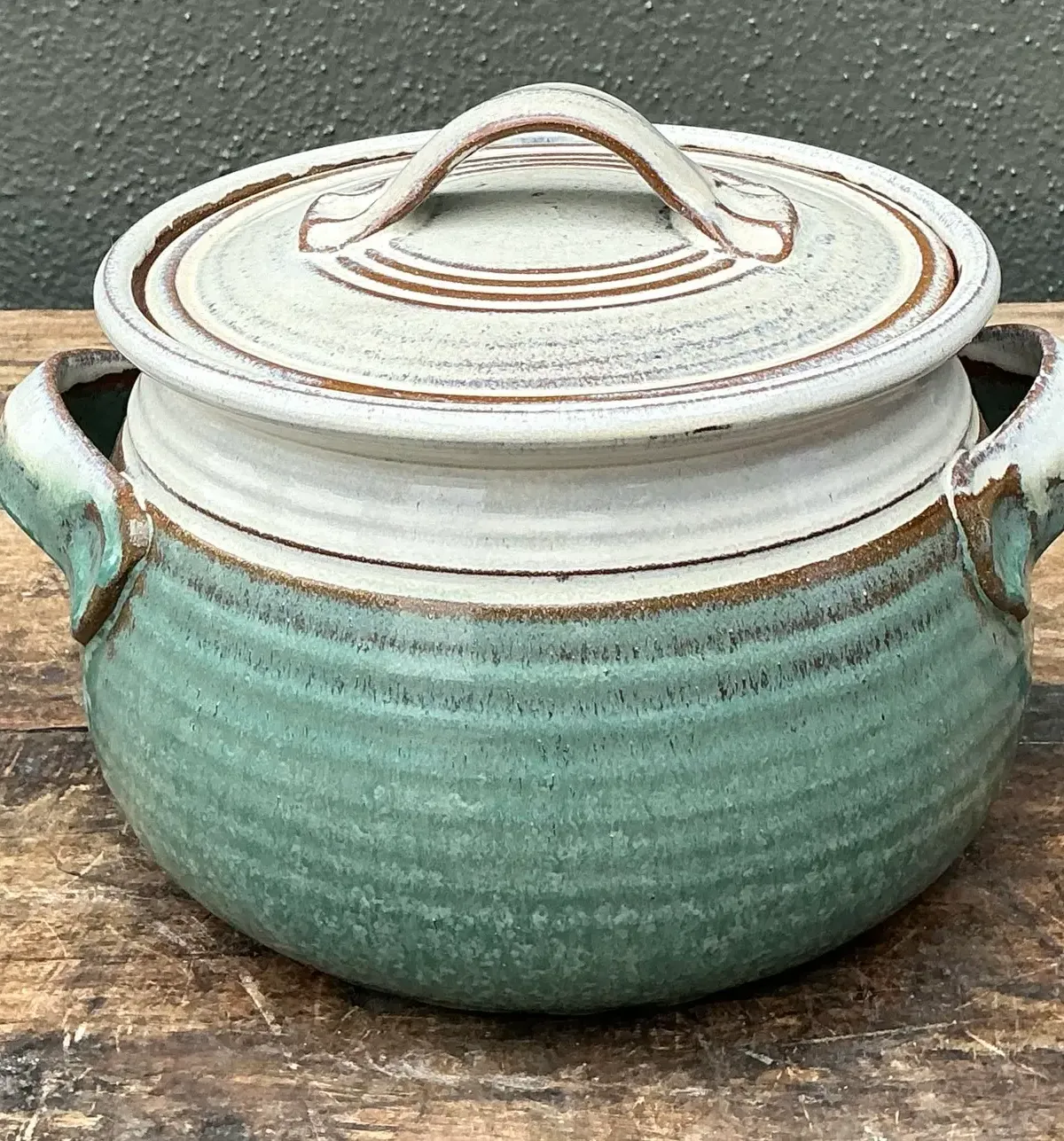 Vintage Original Studio Pottery Lidded Bowl - Pottery, 9.25W x 6H — additional photo 1