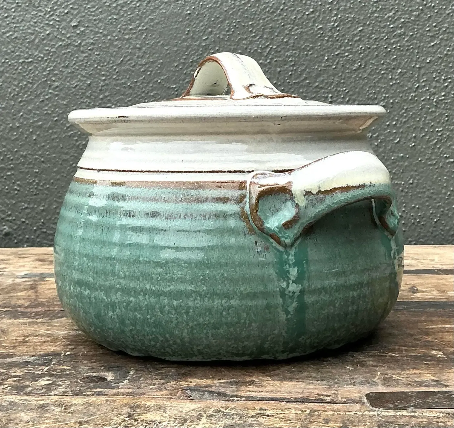 Vintage Original Studio Pottery Lidded Bowl - Pottery, 9.25W x 6H — additional photo 2