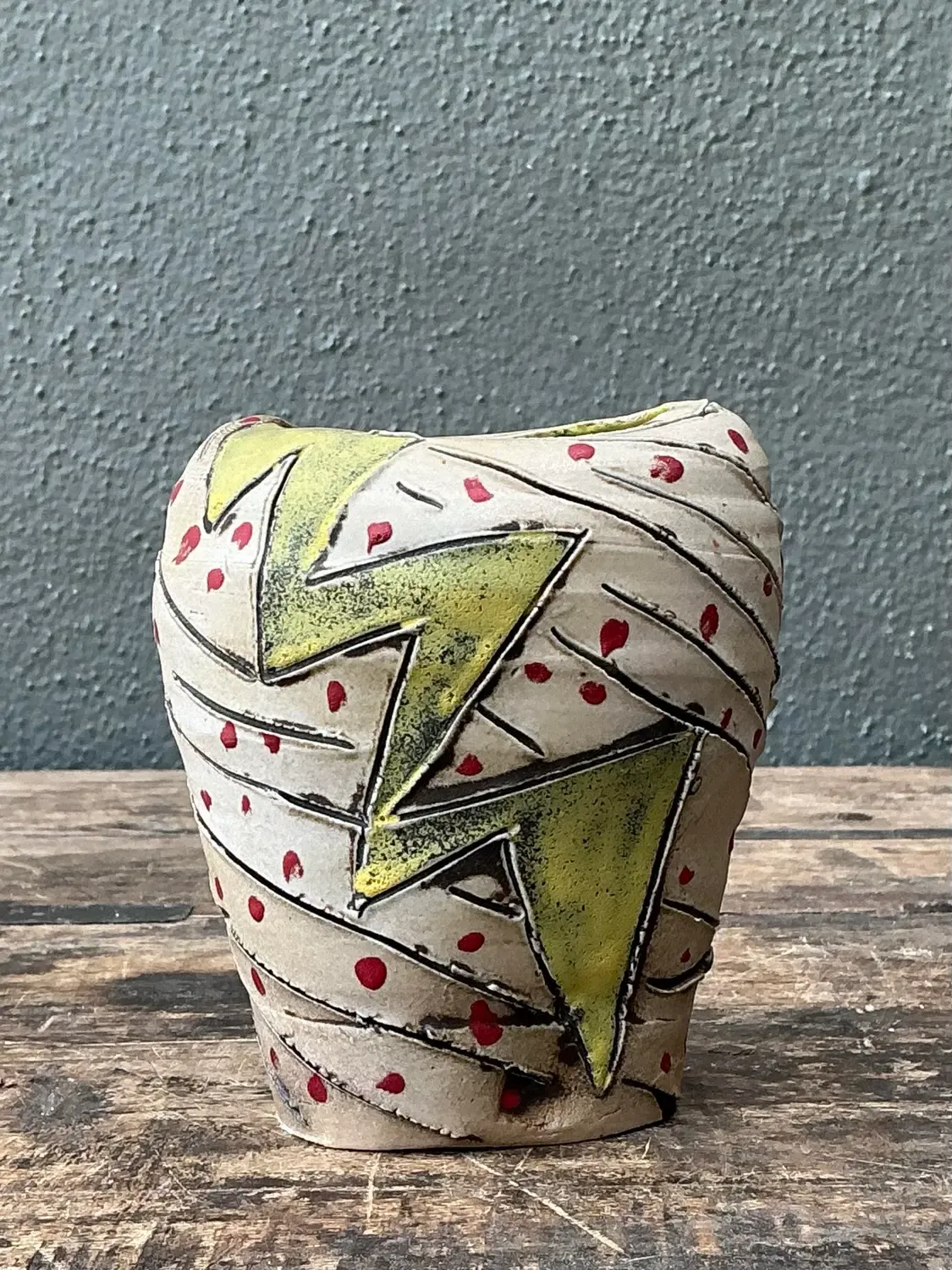 Vintage Original Studio Pottery Lightning Bolt Vase — additional photo 2