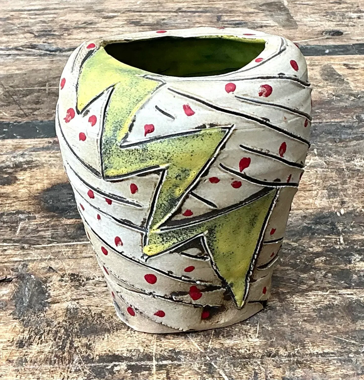Vintage Original Studio Pottery Lightning Bolt Vase — additional photo 3