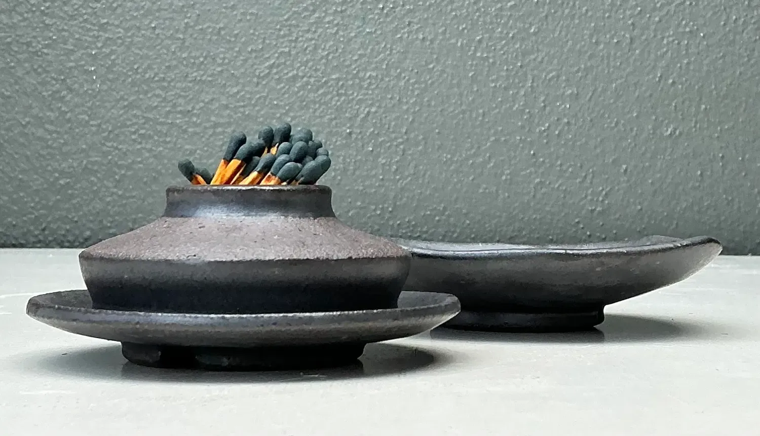 Vintage Original Studio Pottery Match Strike Set — additional photo 4