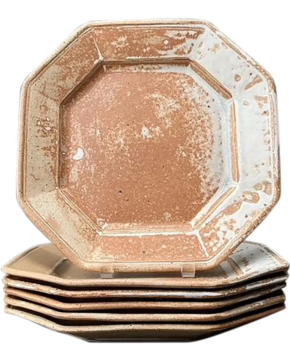 Vintage Original Studio Pottery Octagon Dinner Plates - Set of 6