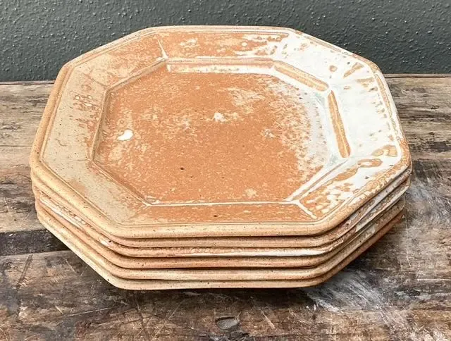Vintage Original Studio Pottery Octagon Dinner Plates - Set of 6 — additional photo 2