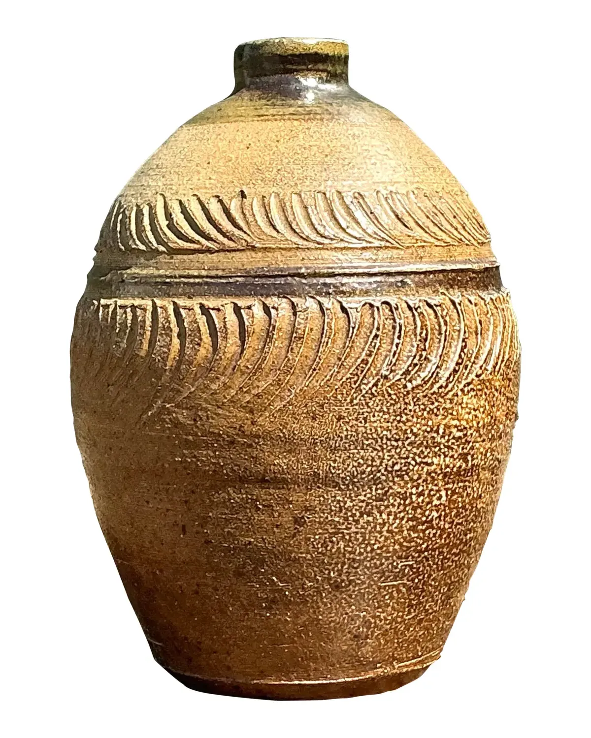 Vintage Original Studio Pottery Ribbed Vase - Pottery, 5.75W x 14H