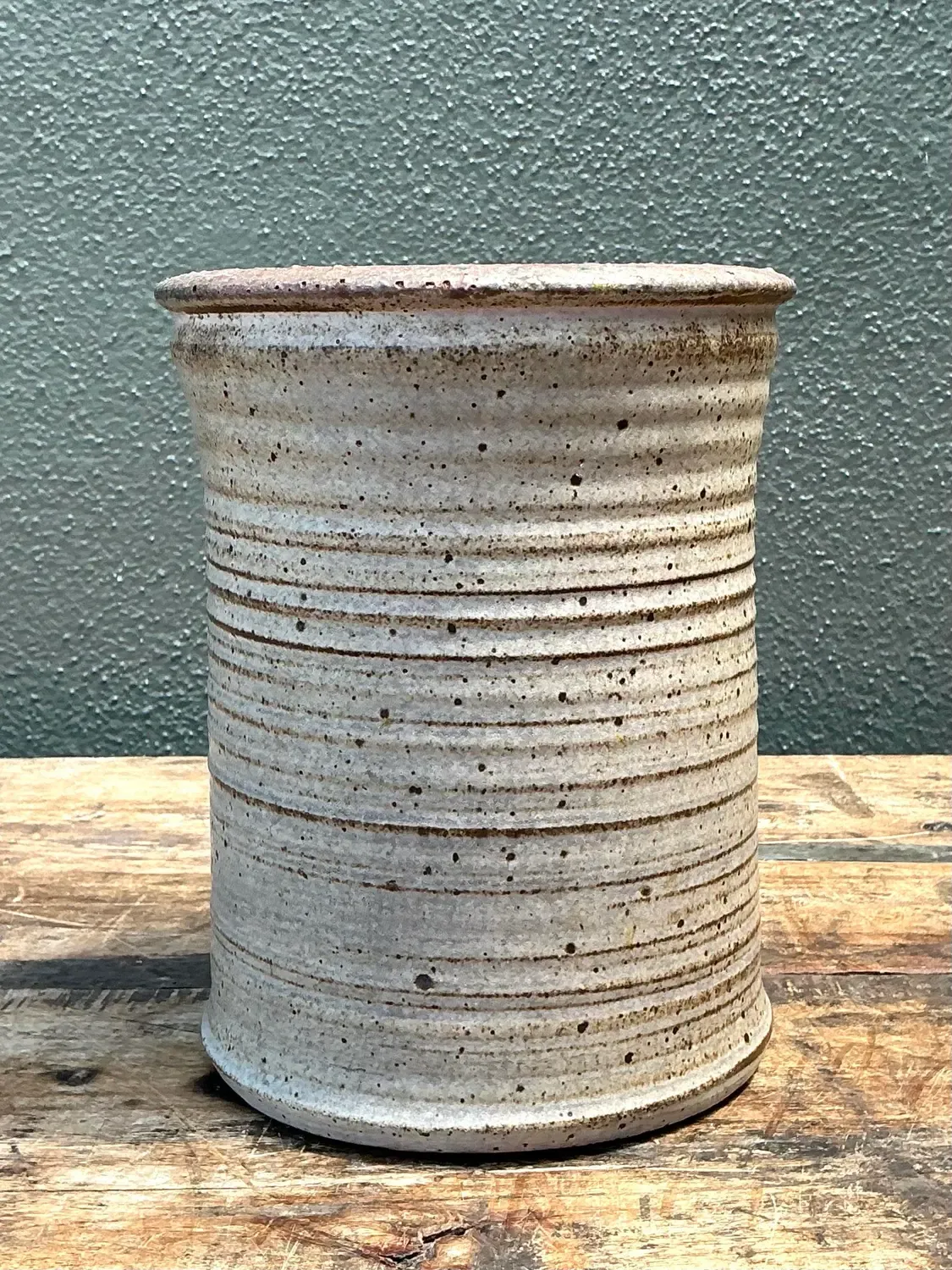 Vintage Original Studio Pottery Ribbed Vase - Pottery, 5.75W x 14H — additional photo 7