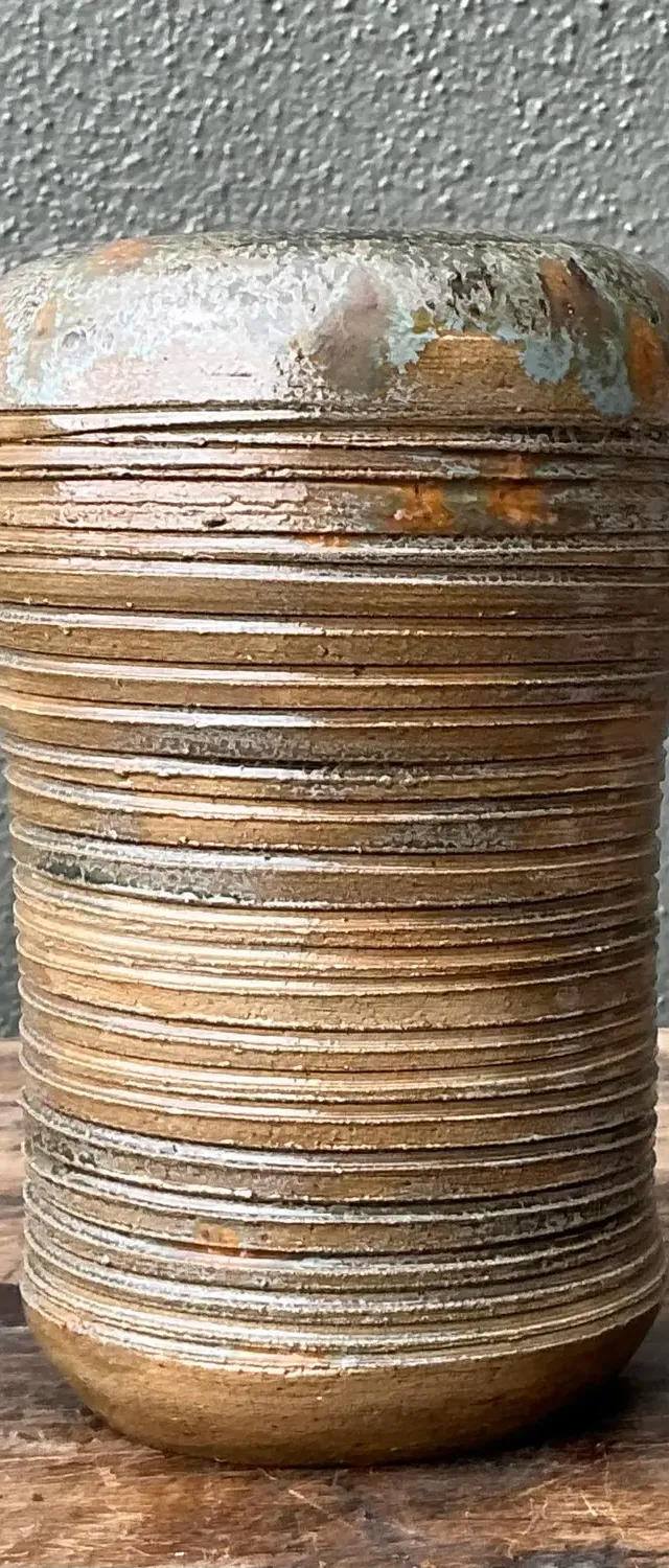 Vintage Original Studio Pottery Ribbed Vase - Pottery, 4.75W x 7.25H