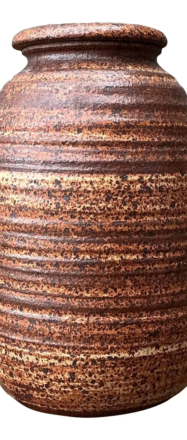 Vintage Original Studio Pottery Striped Lidded Vase