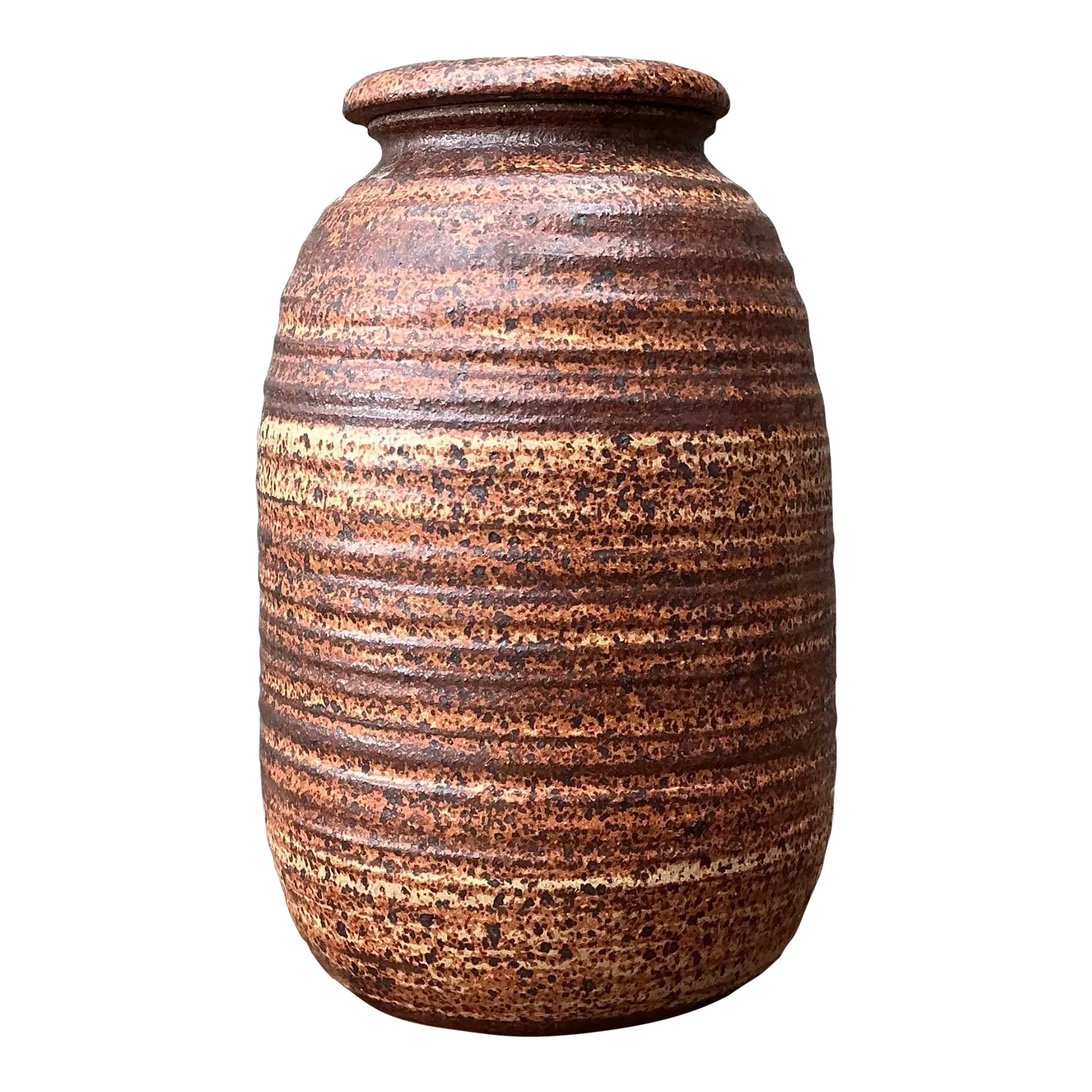 Vintage Original Studio Pottery Striped Lidded Vase — additional photo 3