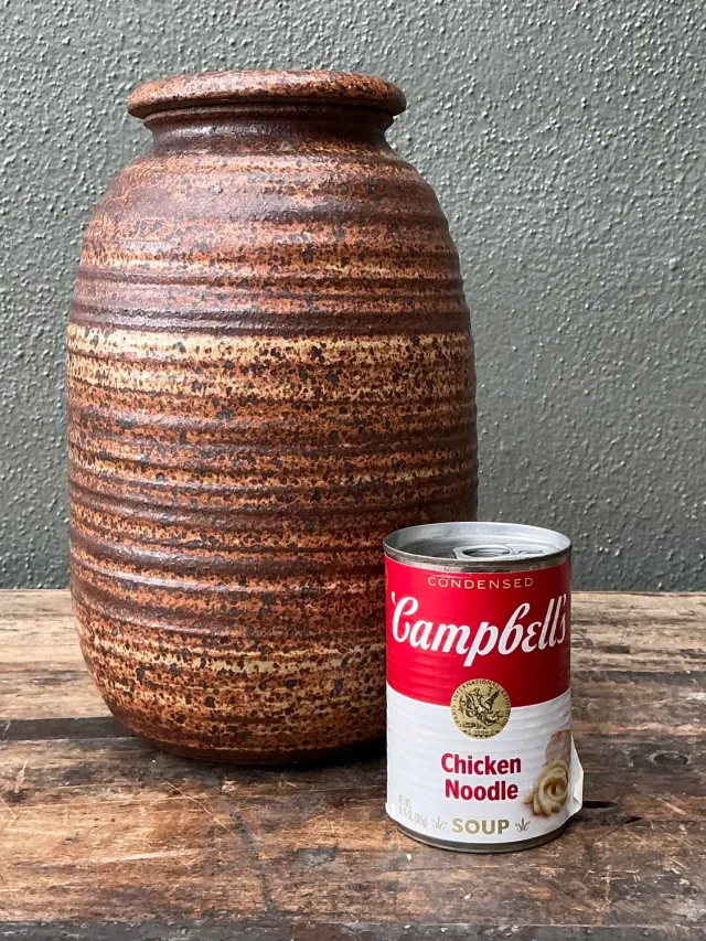 Vintage Original Studio Pottery Striped Lidded Vase — additional photo 7