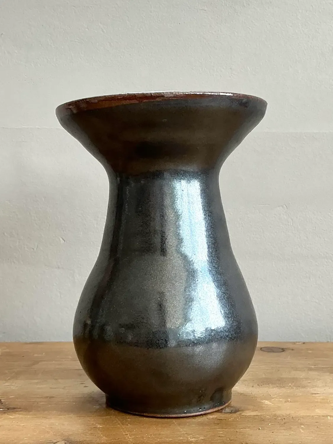 Vintage Original Studio Pottery Striped Rim Vase — additional photo 2