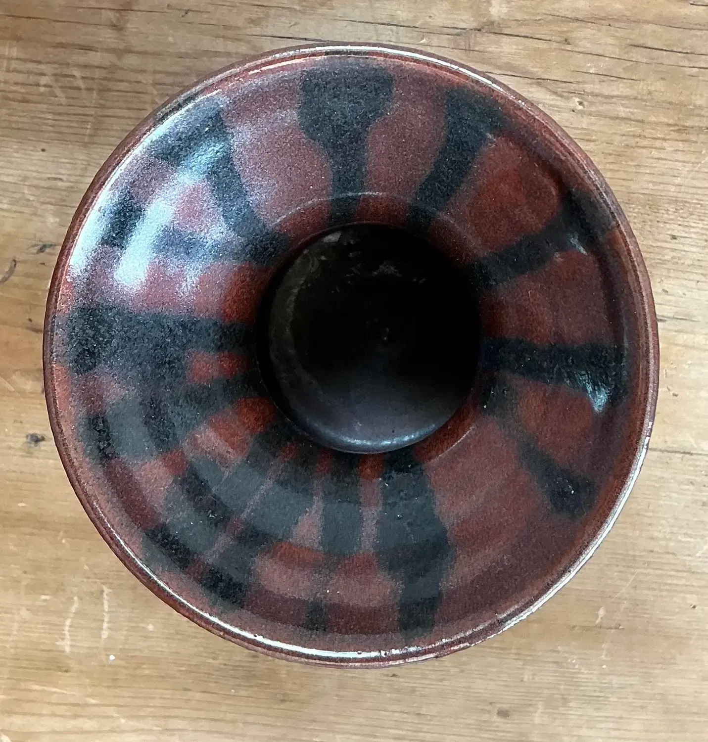 Vintage Original Studio Pottery Striped Rim Vase — additional photo 4