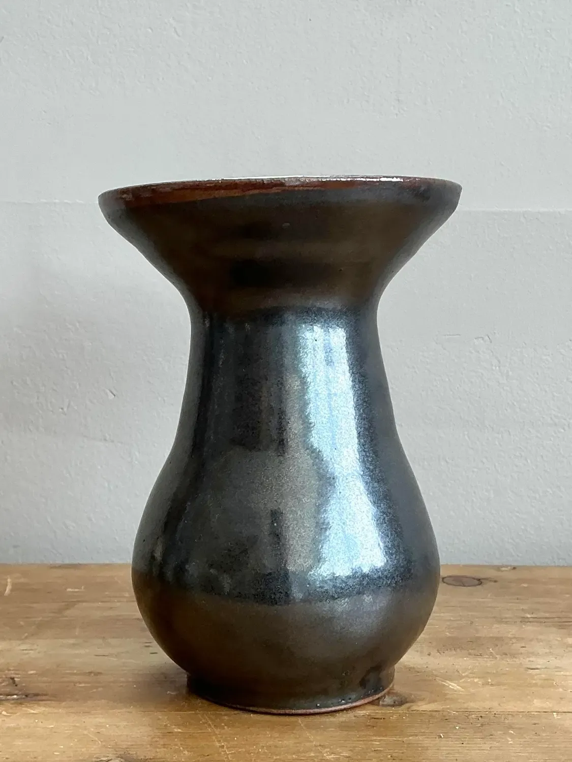 Vintage Original Studio Pottery Striped Rim Vase — additional photo 6