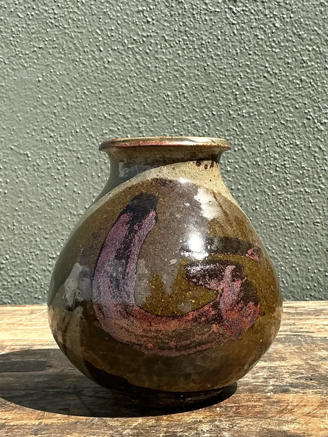 Vintage Original Studio Pottery Swirl Vase - Pottery, 5.25W x 6H — additional photo 1