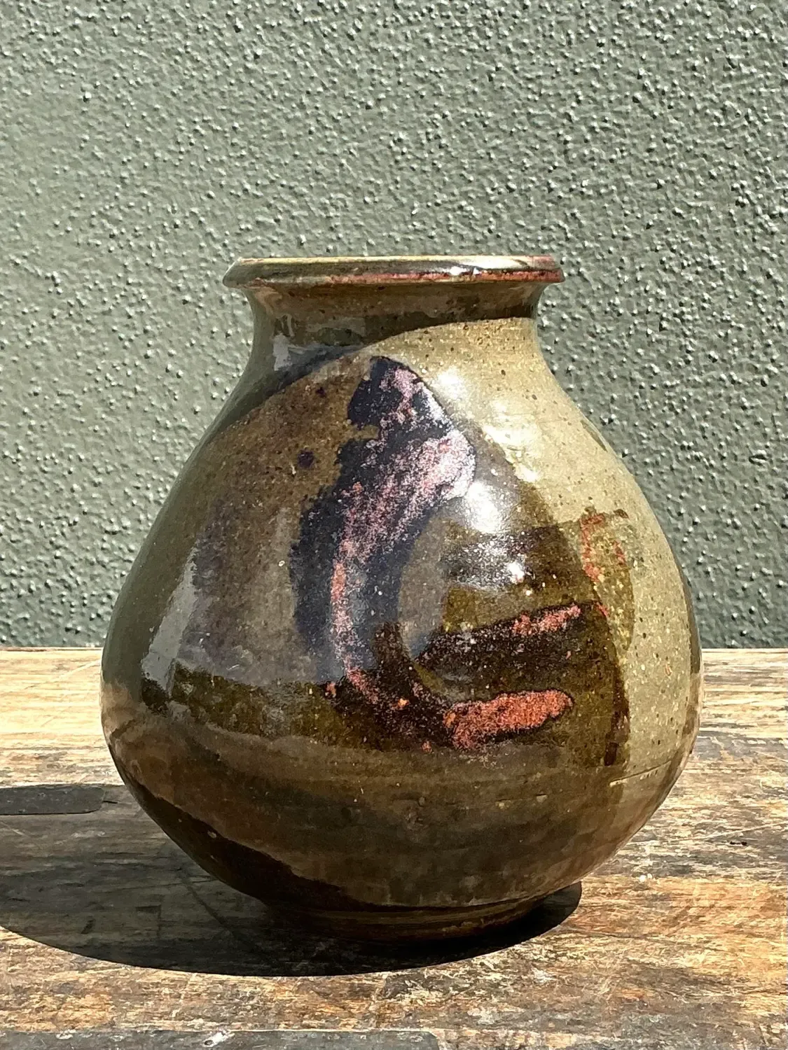 Vintage Original Studio Pottery Swirl Vase - Pottery, 5.25W x 6H — additional photo 2