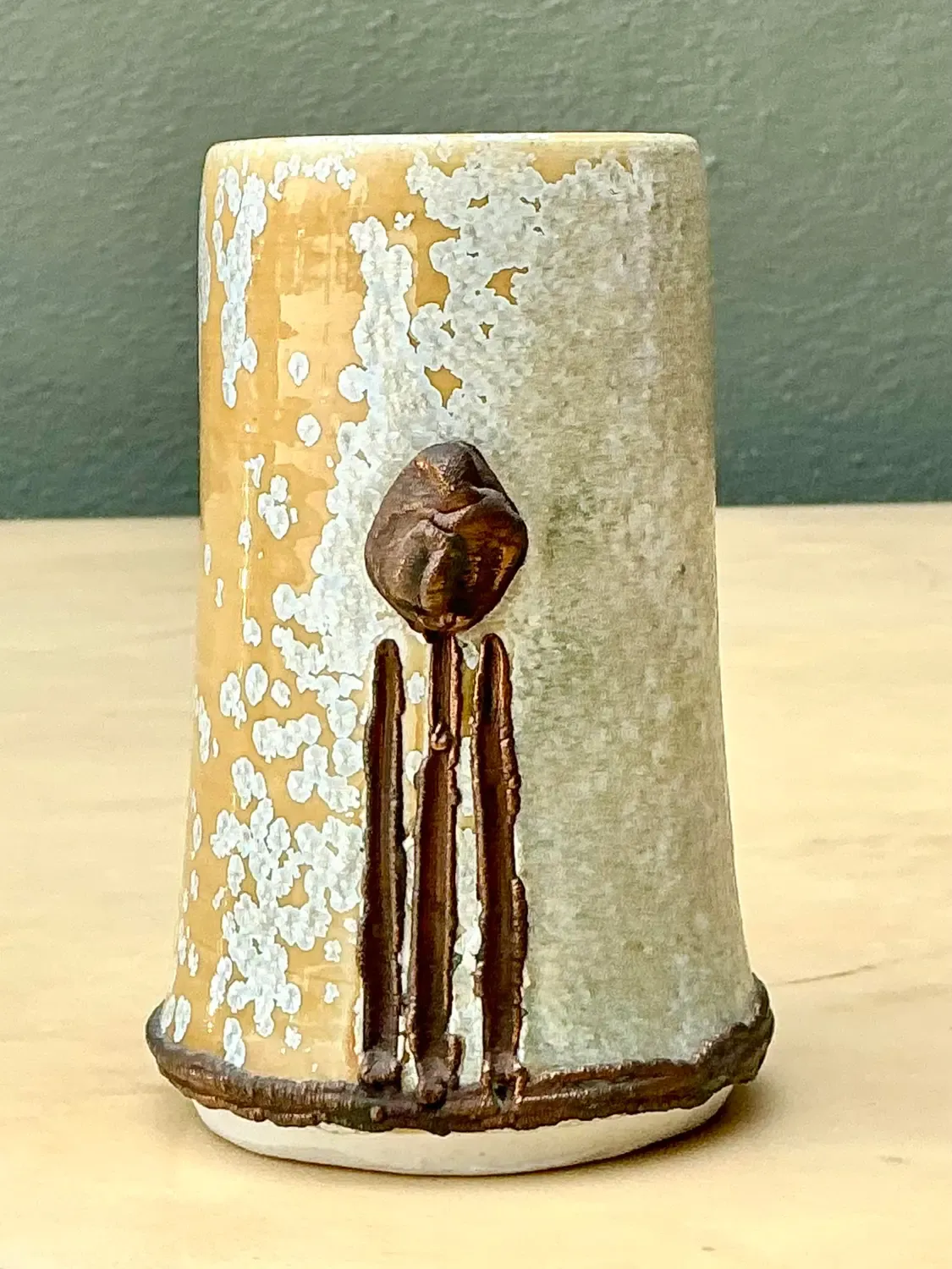 Vintage Original Studio Pottery Vase - Pottery, 3.75W x 5H — additional photo 4