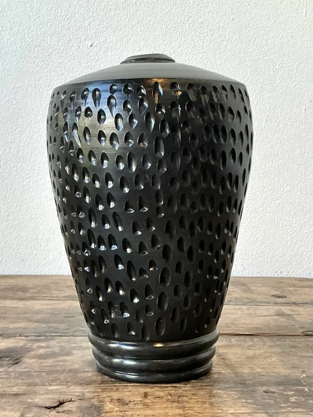 Vintage Original Studio Pottery Vase - Earthenware, 5.25W x 8.25H — additional photo 1