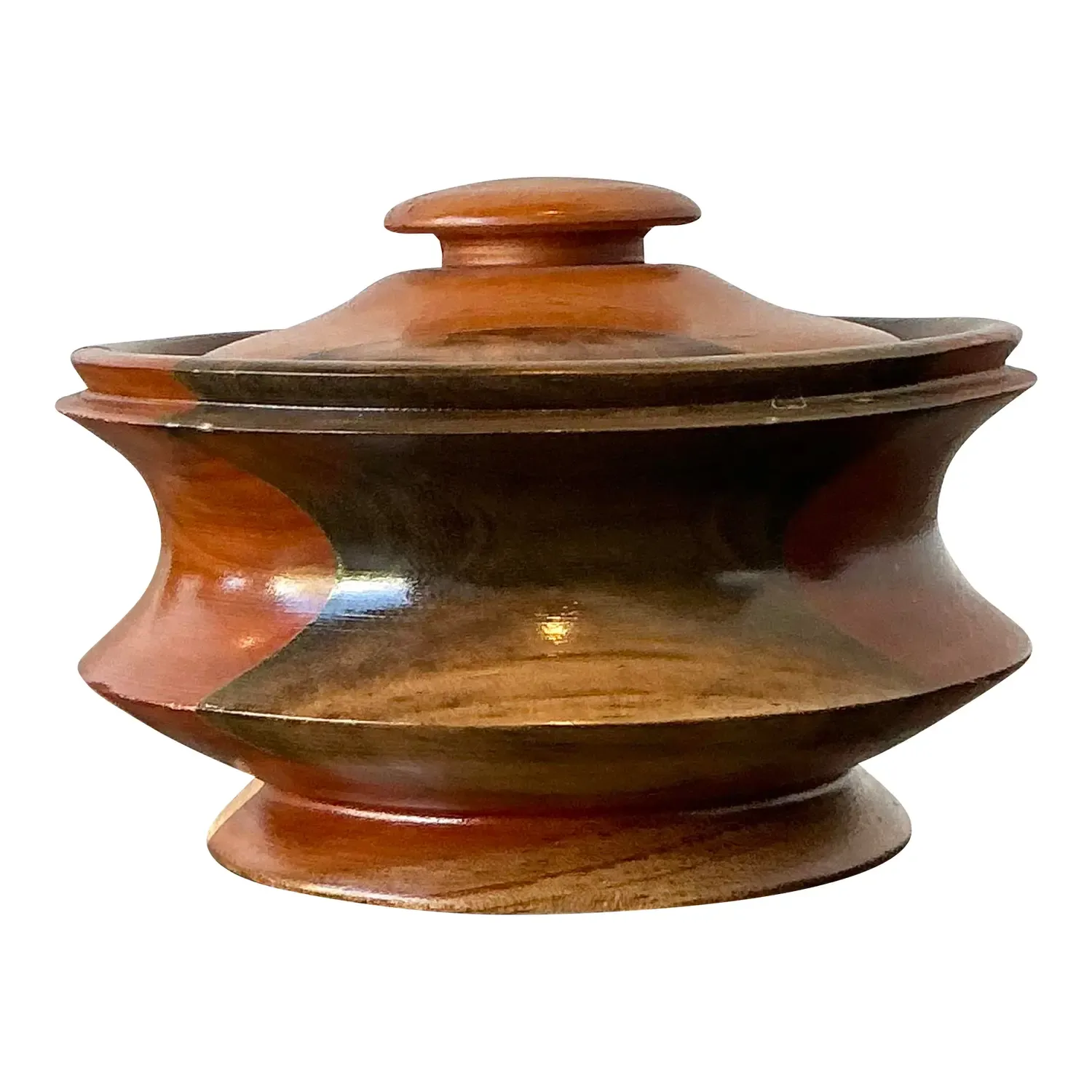 Vintage Original Turned Wood Lidded Bowl — additional photo 1