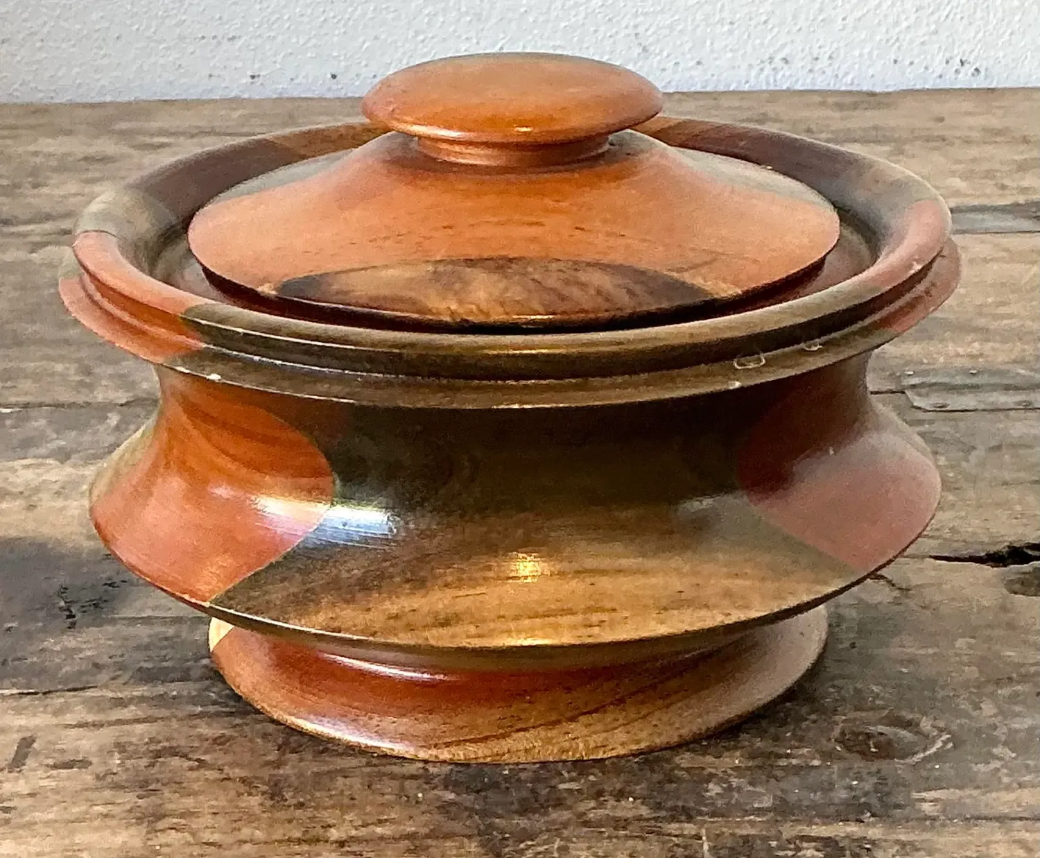 Vintage Original Turned Wood Lidded Bowl — additional photo 3