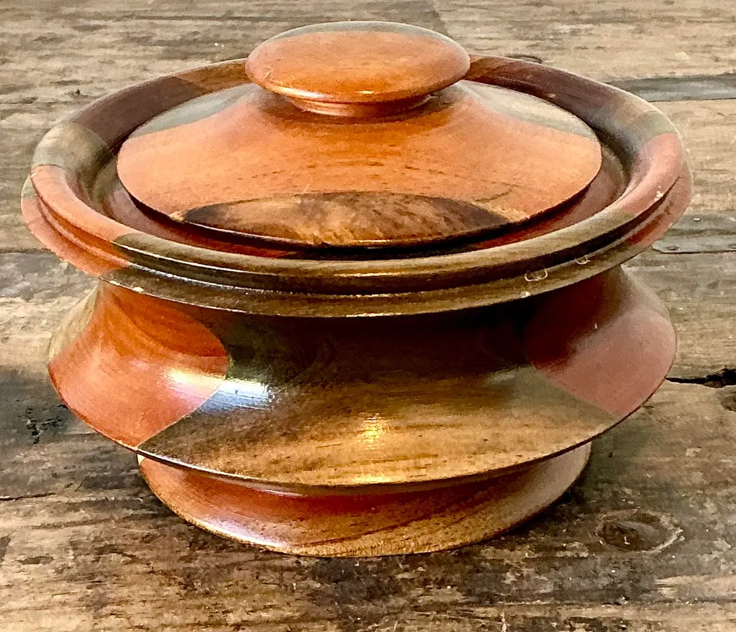 Vintage Original Turned Wood Lidded Bowl — additional photo 5