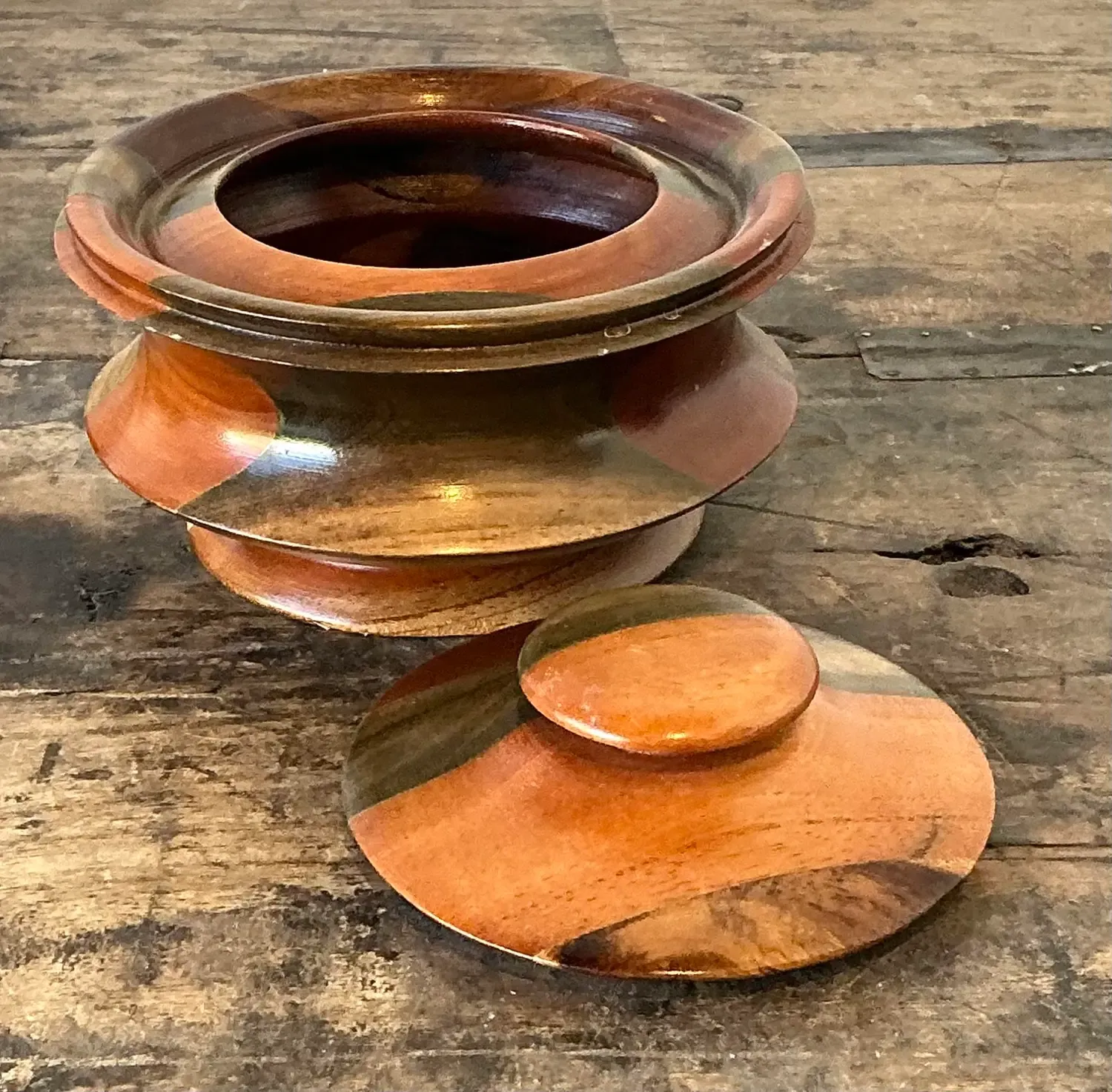 Vintage Original Turned Wood Lidded Bowl — additional photo 7