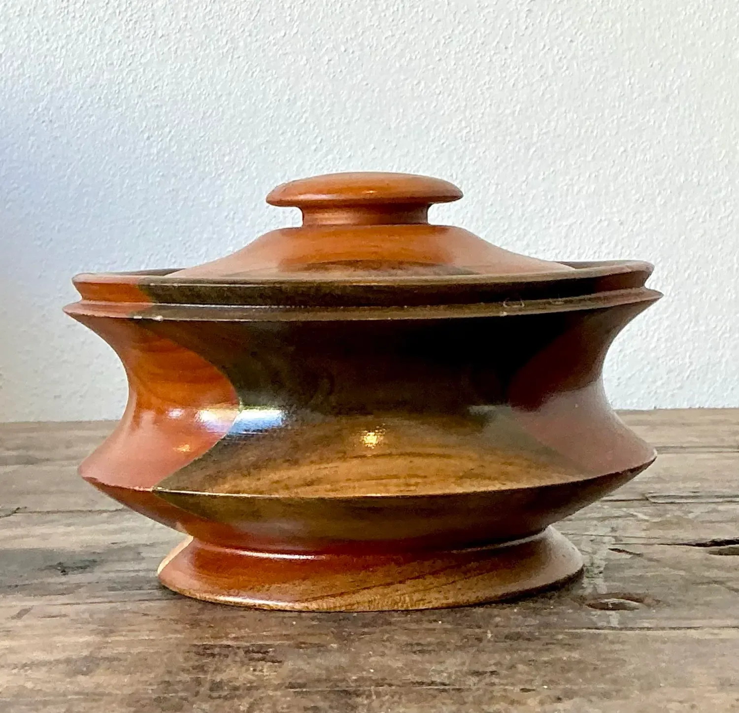 Vintage Original Turned Wood Lidded Bowl — additional photo 8
