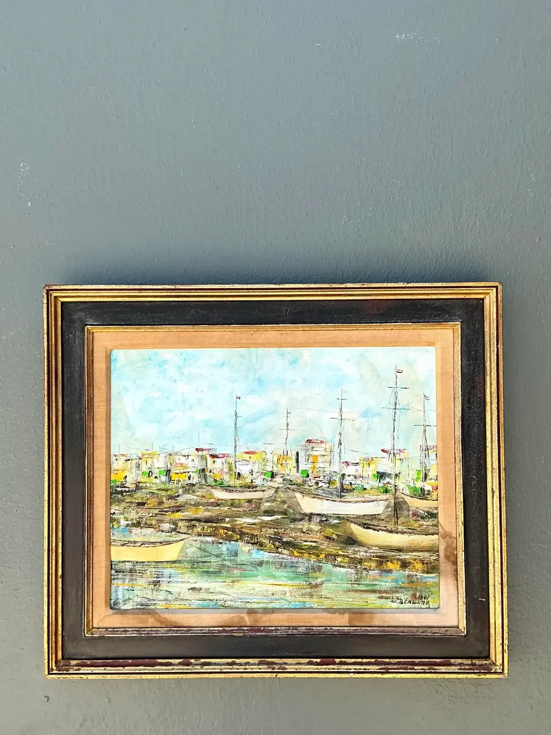 Vintage Original Waterfront Original Oil Painting on Canvas — additional photo 6
