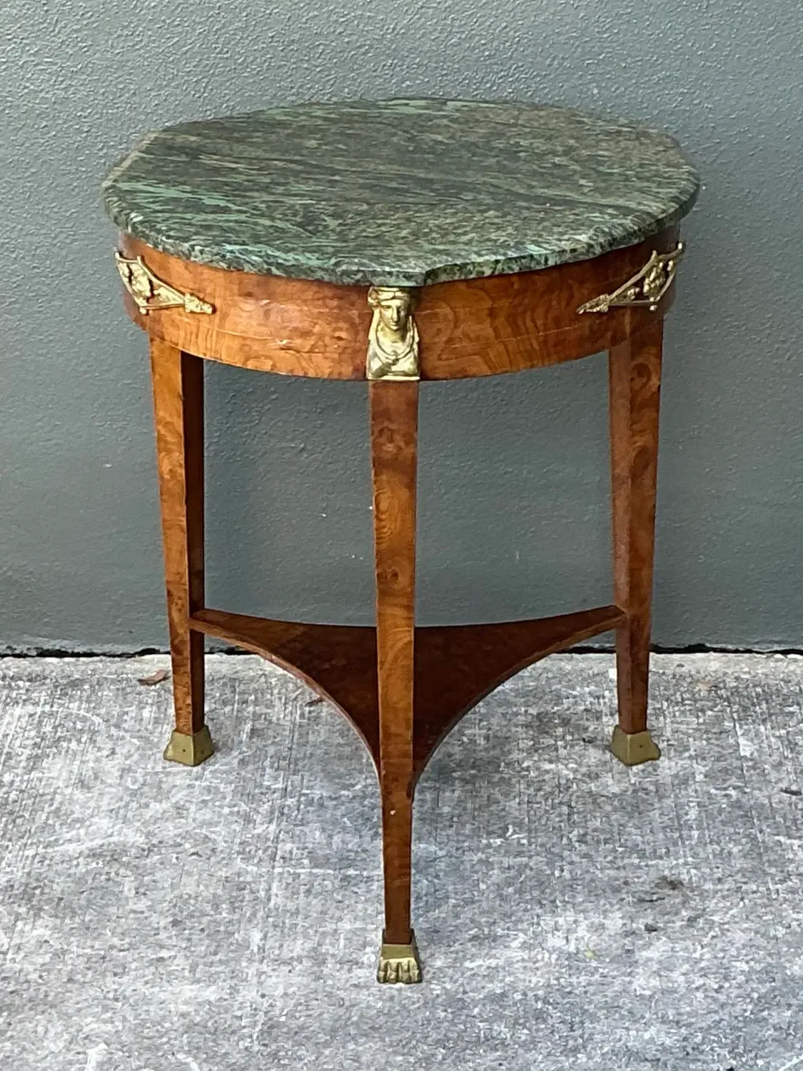 Vintage Ormolu Green Marble Side Table — additional photo 1
