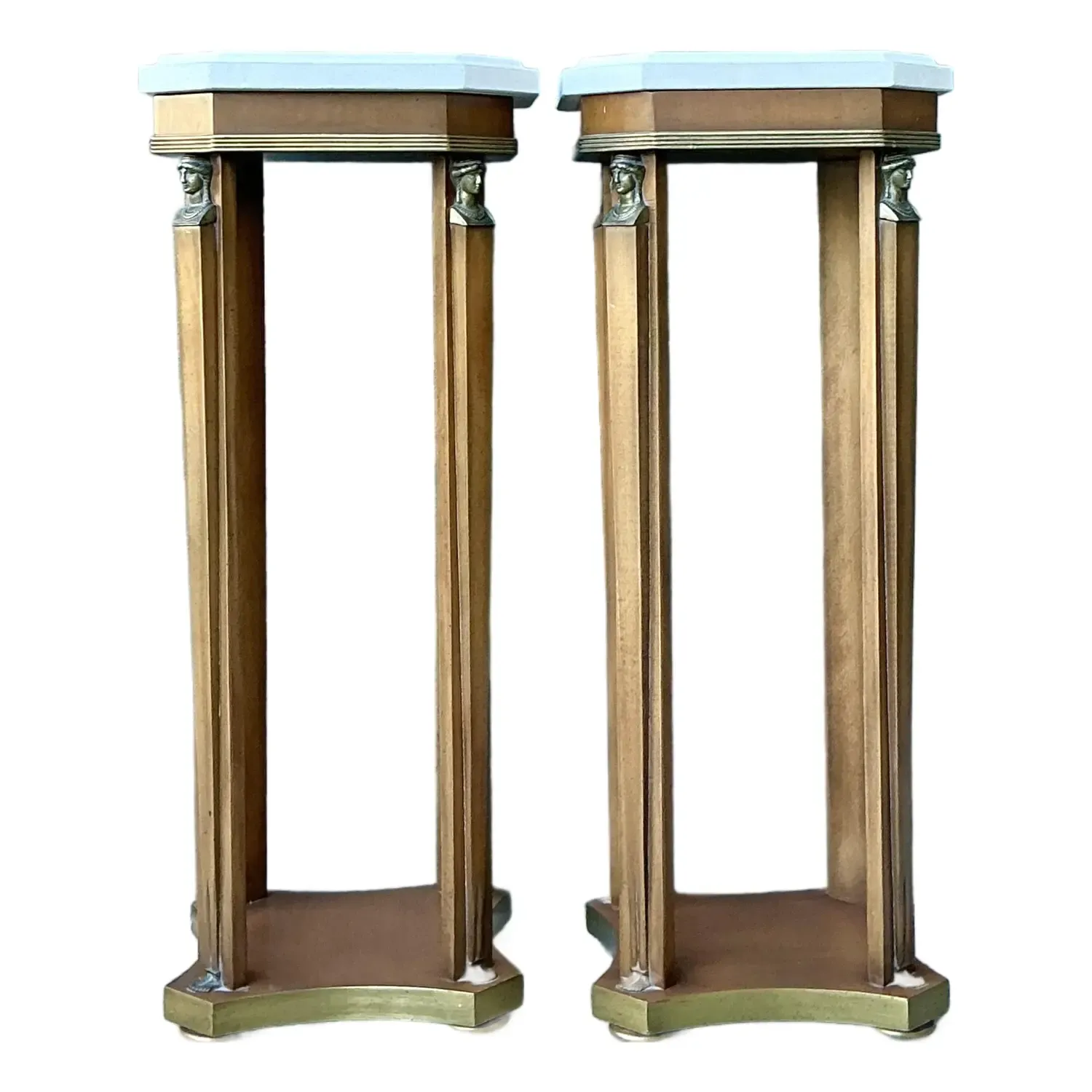 Vintage Ormolu Stone Top Pedestals - A Pair