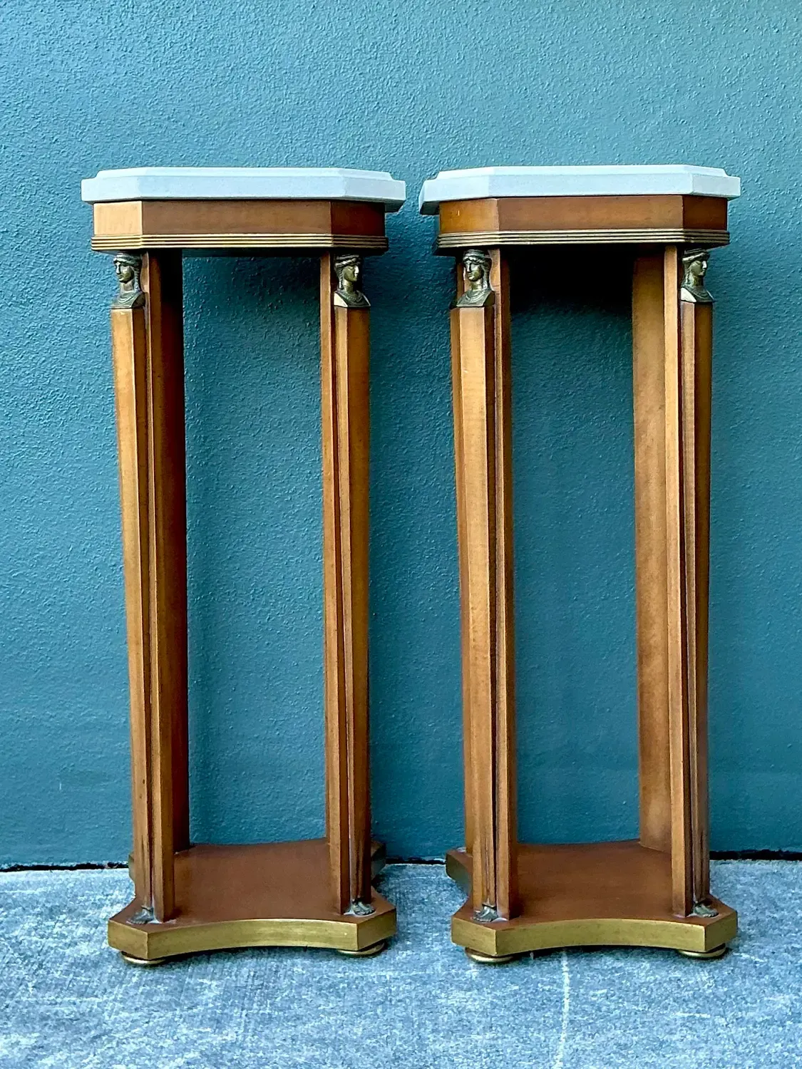 Vintage Ormolu Stone Top Pedestals - A Pair — additional photo 2