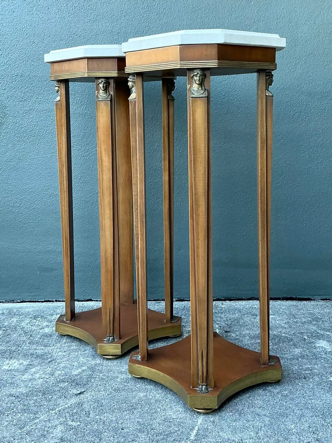 Vintage Ormolu Stone Top Pedestals - A Pair — additional photo 3