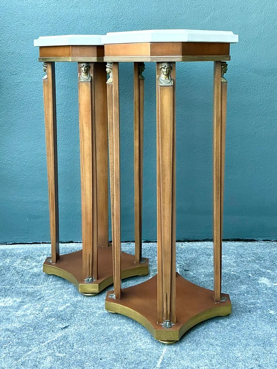 Vintage Ormolu Stone Top Pedestals - A Pair — additional photo 4