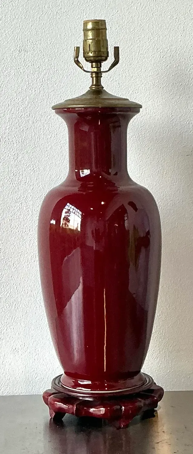 Vintage Oxblood Glazed Ceramic Lamp
