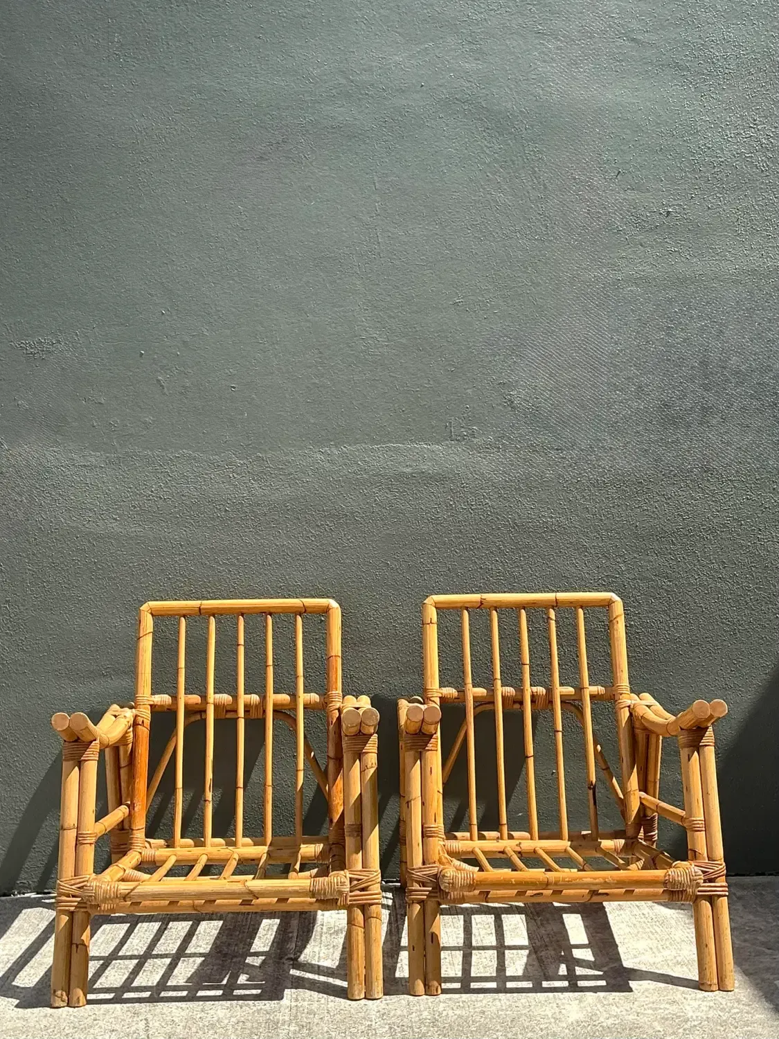 Vintage Pagoda Rattan Lounge Chairs After John Wisner — additional photo 3