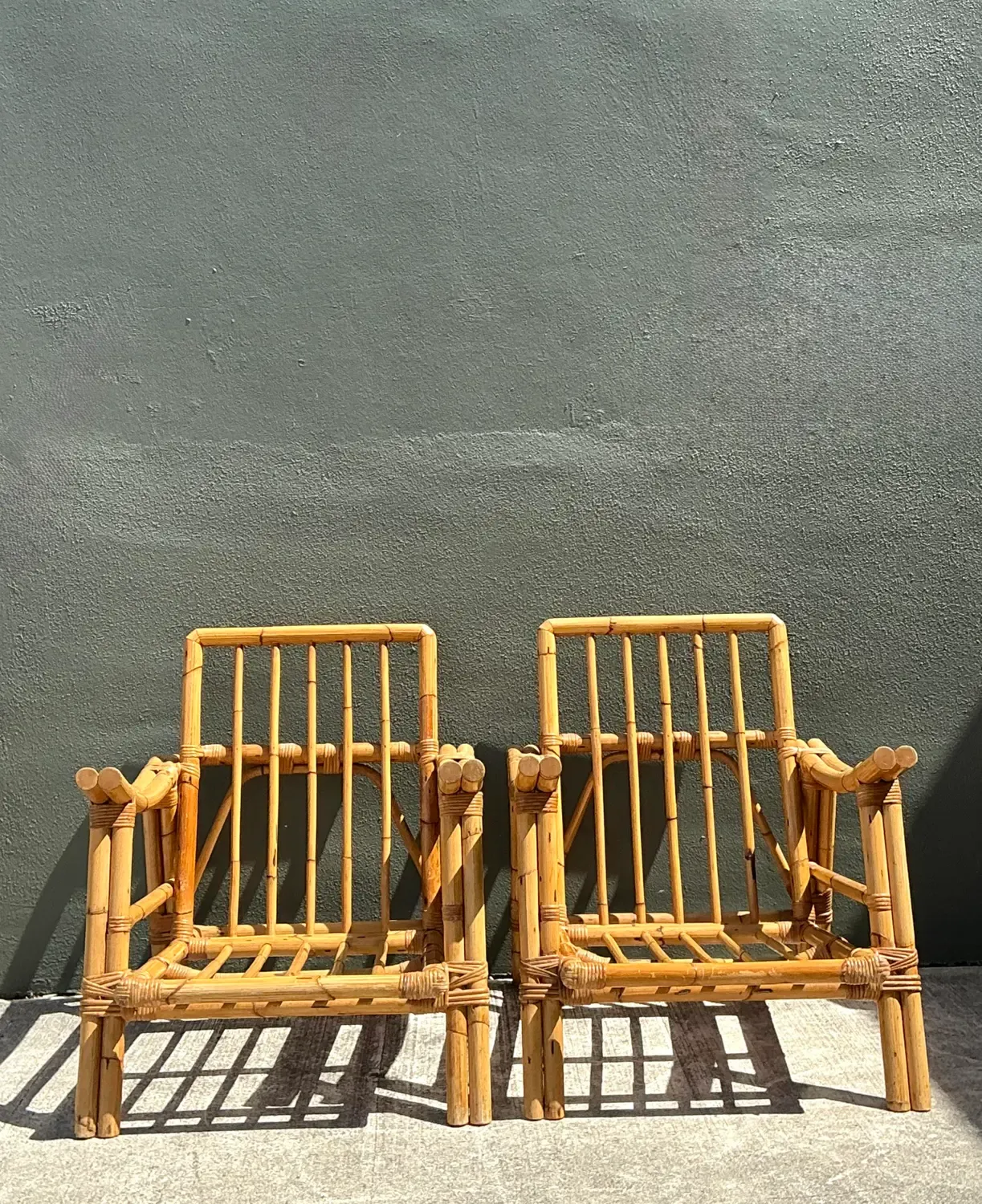 Vintage Pagoda Rattan Lounge Chairs After John Wisner — additional photo 5