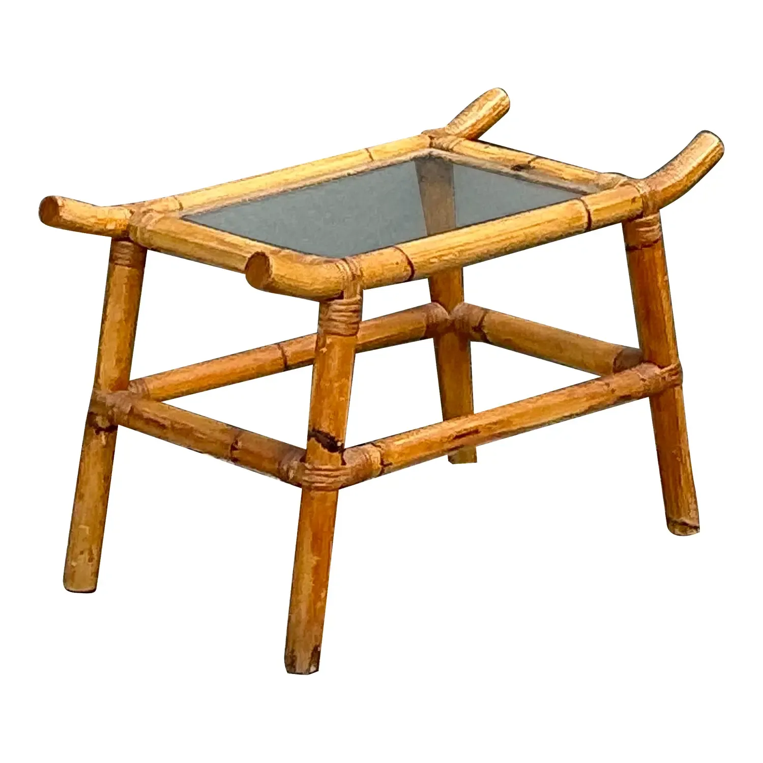 Vintage Pagoda Rattan Low Drinks Table