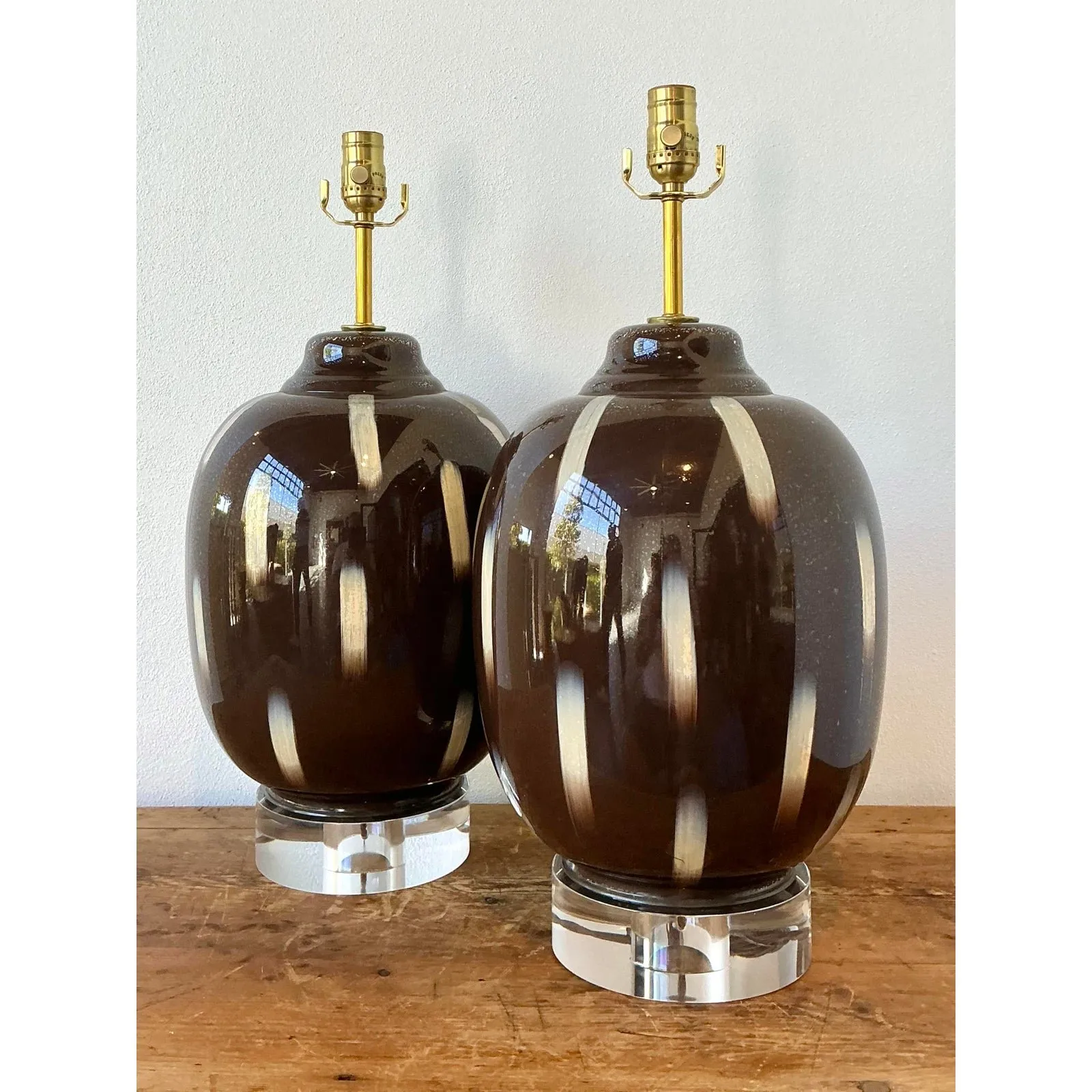 Vintage Painted Glass Lamps - A Pair — additional photo 1