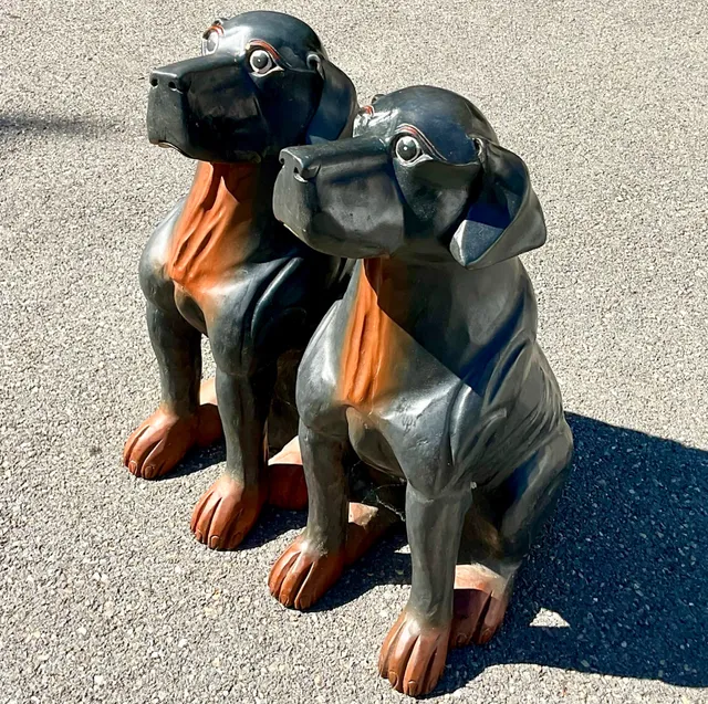 Vintage Pair of Wooden Carved Dogs — additional photo 1