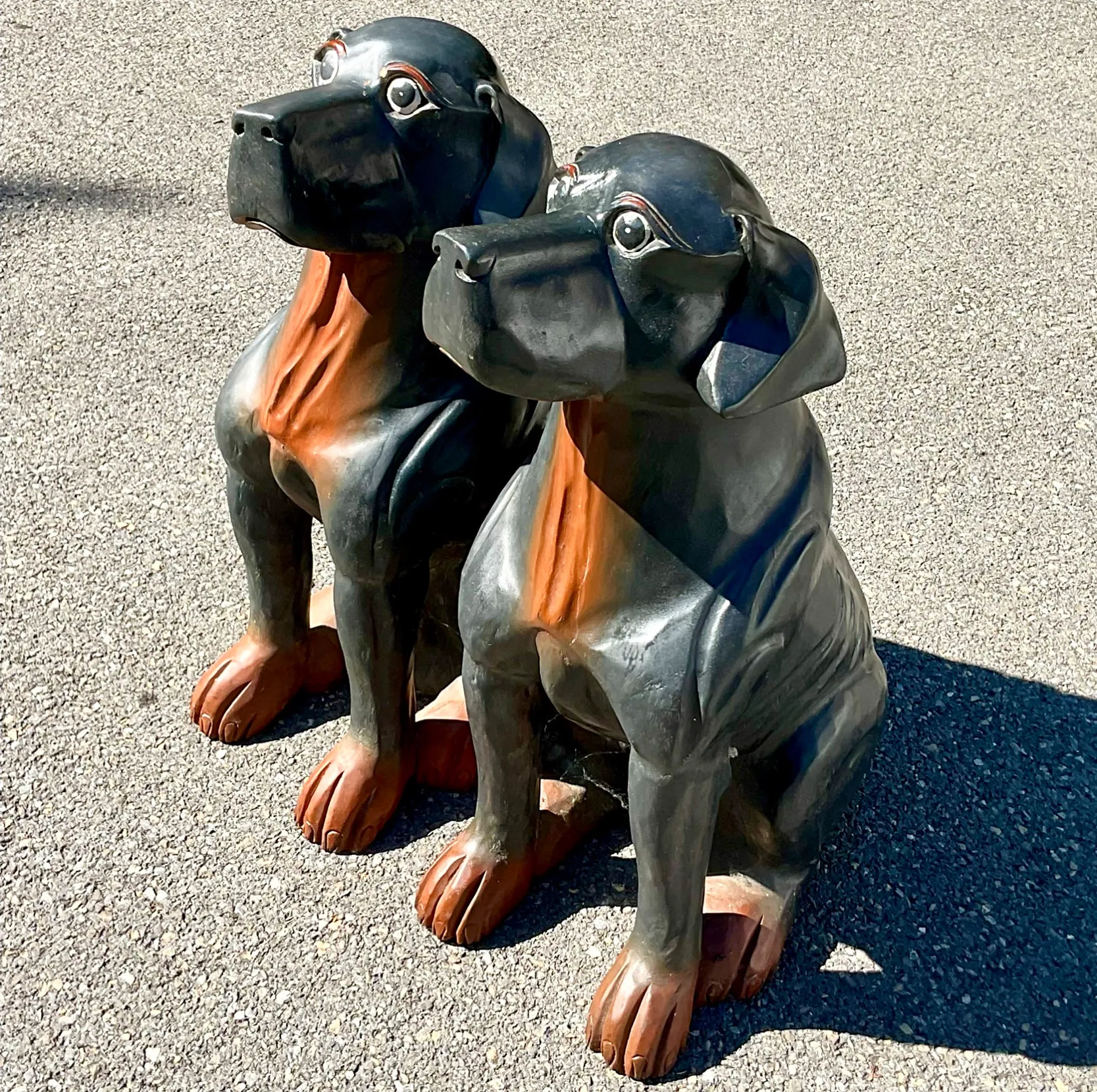 Vintage Pair of Wooden Carved Dogs — additional photo 2