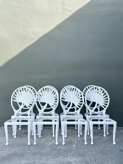 Vintage Palm Frond Cast Aluminum Dining Chairs - Set of 8 — additional photo 2