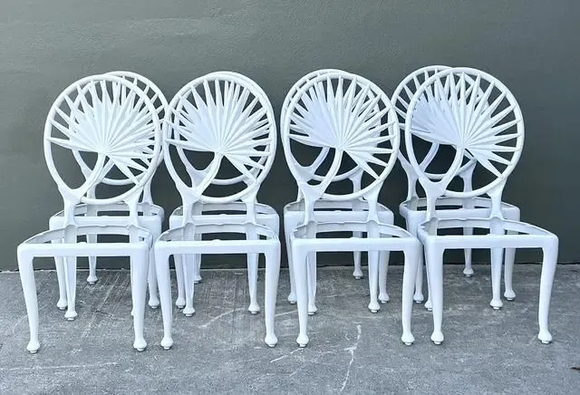 Vintage Palm Frond Cast Aluminum Dining Chairs - Set of 8 — additional photo 3