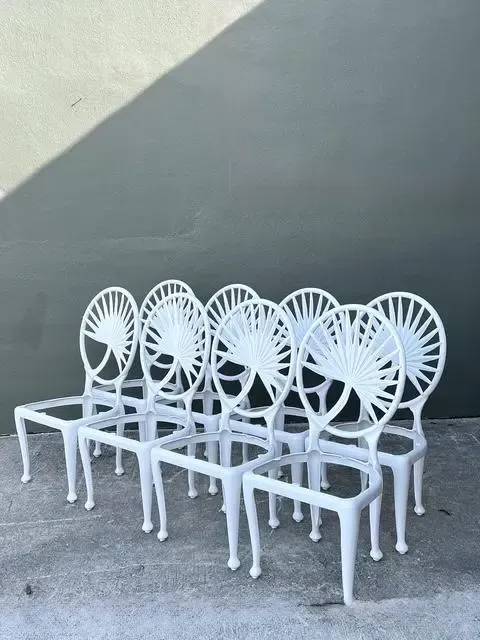 Vintage Palm Frond Cast Aluminum Dining Chairs - Set of 8 — additional photo 5