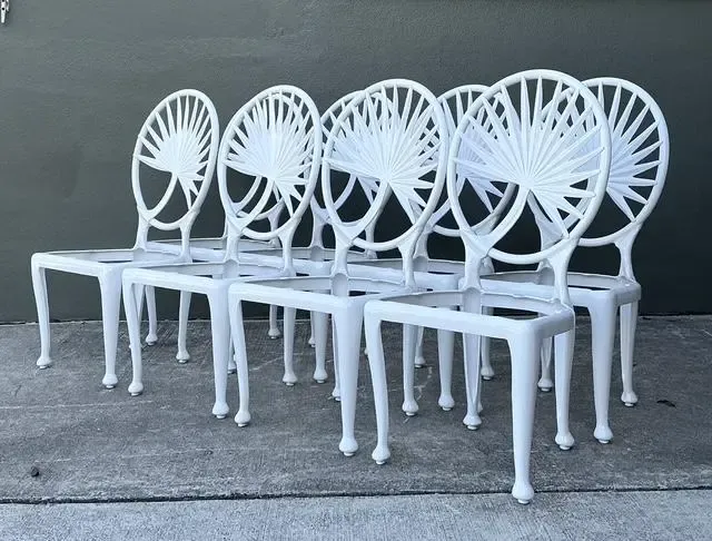 Vintage Palm Frond Cast Aluminum Dining Chairs - Set of 8 — additional photo 6