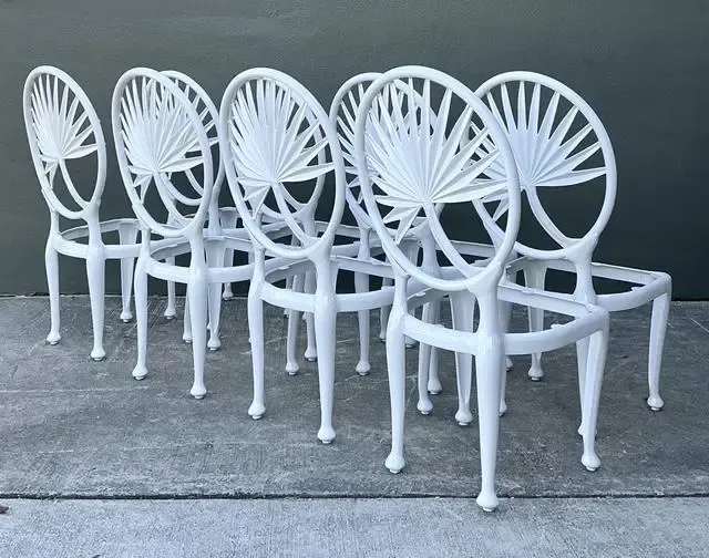 Vintage Palm Frond Cast Aluminum Dining Chairs - Set of 8 — additional photo 7