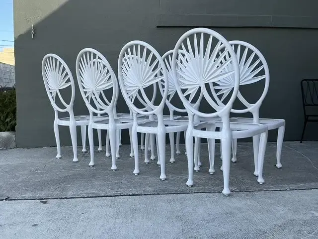 Vintage Palm Frond Cast Aluminum Dining Chairs - Set of 8 — additional photo 8