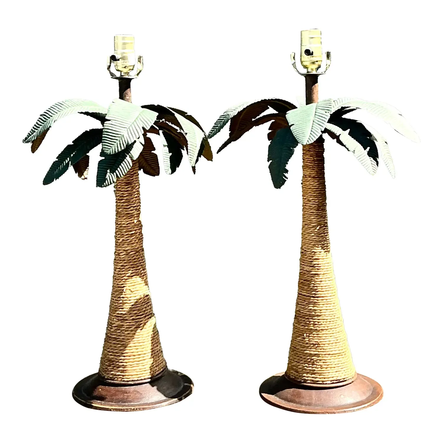 Vintage Palm Tree Lamps - A Pair